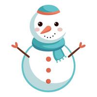 A cartoon snowman with a hat and scarf vector