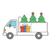 A truck with christmas trees in the back vector