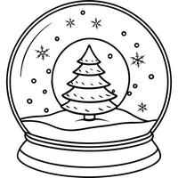 Snow Globe With Christmas Tree And Bokeh. Christmas Eve. vector