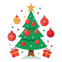 Christmas tree with presents and ornaments vector