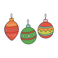 Three christmas balls hanging on a string vector