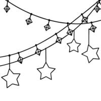 Shiny stars string light decoration on abstract background with blurred lights vector