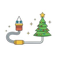 Creative New Year design template with fiber optic cable and an abstract Christmas tree. vector
