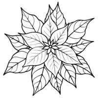 Set of watercolor christmas poinsettia and leaves. isolated on transparent background vector