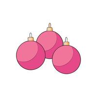 Set of pink christmas balls isolated on blank background vector