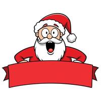 Shocked Santa Claus on a Red Banner with Space for Copy vector