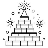 Creative new year card for construction workers. A stack of bricks in the shape of a Christmas tree vector