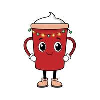 Shallow focus shot of an coffee cup with Christmas lights in bokeh vector