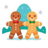 Two gingerbread men standing next to each other vector
