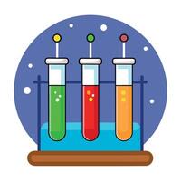 Three test tubes with colored liquid in them vector