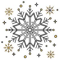 Golden christmas snowflakes background with bokeh light created with vector