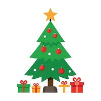 Christmas tree with presents vector