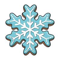 Snowflake christmas cookie with frosting isolated on transparent background. vector
