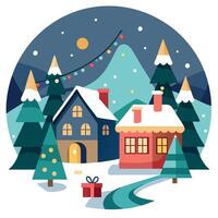 A cute White Truck and Christmas Tree cookies on a plate. Festive atmosphere. Horizontal. side view vector