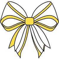 Yellow ribbon and bow with gold isolated against transparent background vector