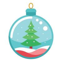 A glass ornament with a christmas tree inside of it. vector