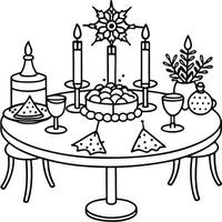 Elegant theme table setting for Christmas and New year dinner. vector
