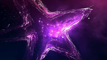 Ethereal purple star-shaped nebula glowing in deep space, surrounded by cosmic dust and interstellar clouds, creating a captivating view of the mysterious universe. video