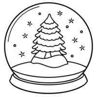 Illustration of hristmas snow globe with christmas tree and snow inside vector