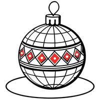 Image of red Christmas silver ball placed on table against glowing white background vector