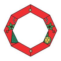 Image of hexagon frame with copy space and christmas decoration on red background vector
