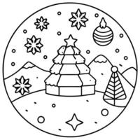 Christmas stone background with snow fir tree. gift box and decor. Top view with copy space vector