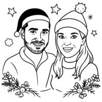 Christmas Themed couple with room for copy space created with technology vector