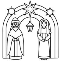 Image figures for the Christmas Nativity Portal isolated on a white background. vector