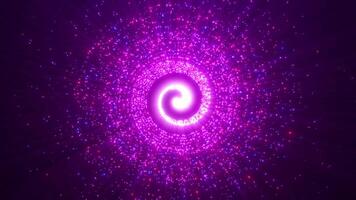 Abstract glowing e particles flying in a spiral in a whirlwind of energy, magic particles sparkle and swirl on an abstract background video