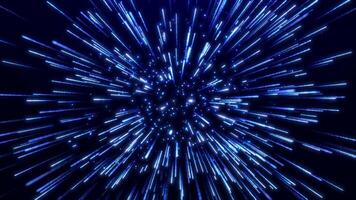 vôo espumante e brilhante partículas, queda azul brilhando , abstrato chuva do pontos. partícula explosão. digital futurista fundovoando espumante e brilhante partículas, queda azul brilhando video