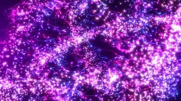 Abstract background of magic dust particles, particles glow and move with wave energy, glitter bright bokeh dots, beautiful nebula, fairy dust video