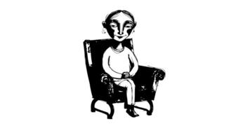Animation forms a sketch of an icon sitting on a chair video