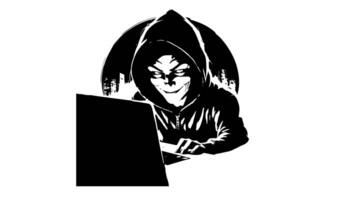 Animation forms a sketch of a hacker icon video