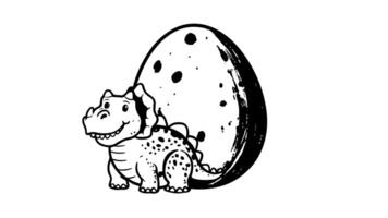 The animation forms a sketch of the egg and dinosaur icon video