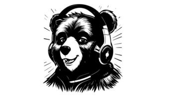 Animation forms a sketch of a bear icon using a headset video