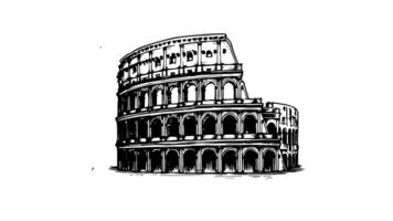 Animation forms a sketch of the Colosseum icon video
