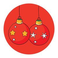Red christmas balls decorations on red background. AI generate vector