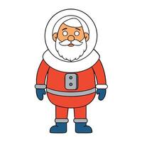Father christmas dressed as a futuristic astronaut in outer space. vector