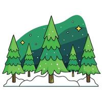 Night christmas trees with northern lights. focus on foreground. neural network generated art vector