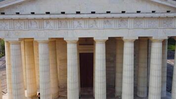 Architectural elements columns, frieze, pediment, of neoclassical temple. Canova temple of Possagno. Greek style architecture and colonnade. video