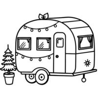 Illustration of Vintage Travel Trailer Christmas Theme vector