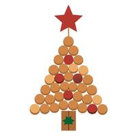 Christmas tree made of wine corks with a star on top. vector