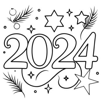 Numbers 2024. Festive background or backdrop with copy space for text. vector