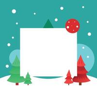 A blank white board with christmas trees and snow vector