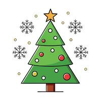 Christmas tree with snowflakes and stars. Merry christmas decorative element design background. vector