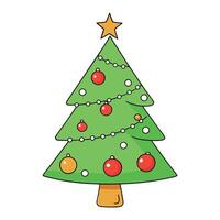 Christmas tree with decorations.Merry Christmas and happy New Year greeting card with copy-space. vector