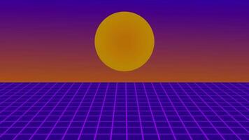 Retro Futuristic Sunset with Neon Grid and Gradient Sky Background video