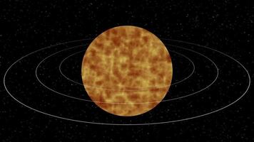 Surreal Cosmic Sun with Celestial Orbits in Deep Space video