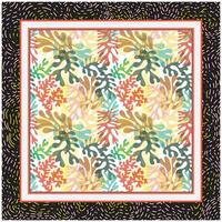 Camouflage Leaves Shape Print Placement in Beige Color Combination with Square Doted Border. vector