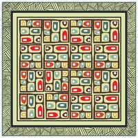 Retro Mid Century Art Print with Texture Border. vector